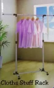 Stainless Steel Single Pole Stand – Adjustable & Portable Clothes Rack with Wheels | Movable Garment Hanger Organizer for Home & Display