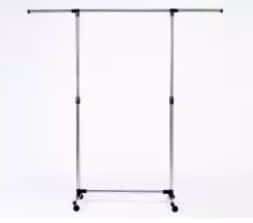 Stainless Steel Single Pole Stand – Adjustable & Portable Clothes Rack with Wheels | Movable Garment Hanger Organizer for Home & Display