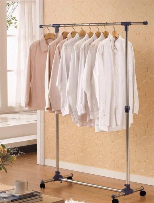 Stainless Steel Single Pole Stand – Adjustable & Portable Clothes Rack with Wheels | Movable Garment Hanger Organizer for Home & Display
