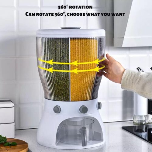 10 kg New Revolving Rice And Grain 4-Grid Rice Grain Dispenser Rotatable for Home Kitchen