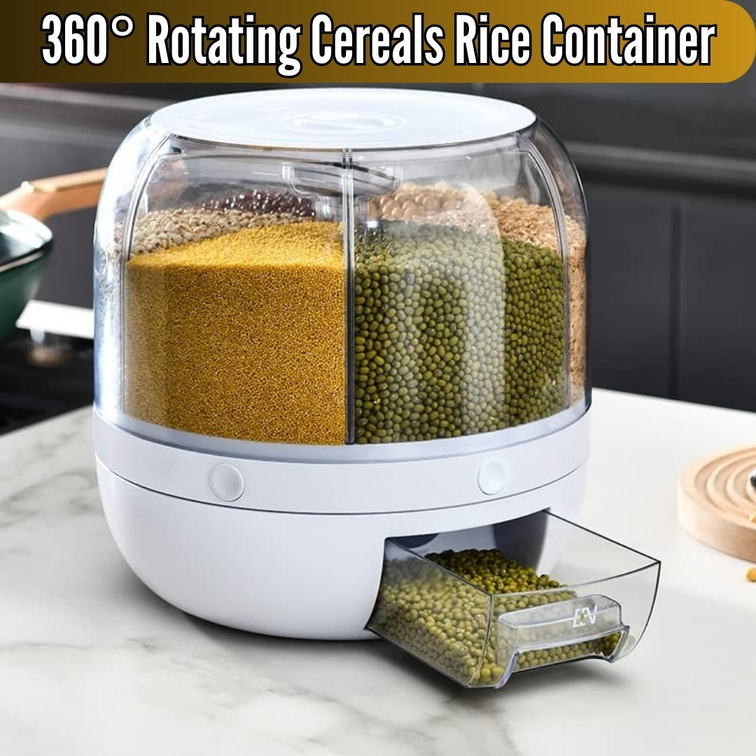 360° Rotatable Rice Storage Multi Compartment Grain Dispenser