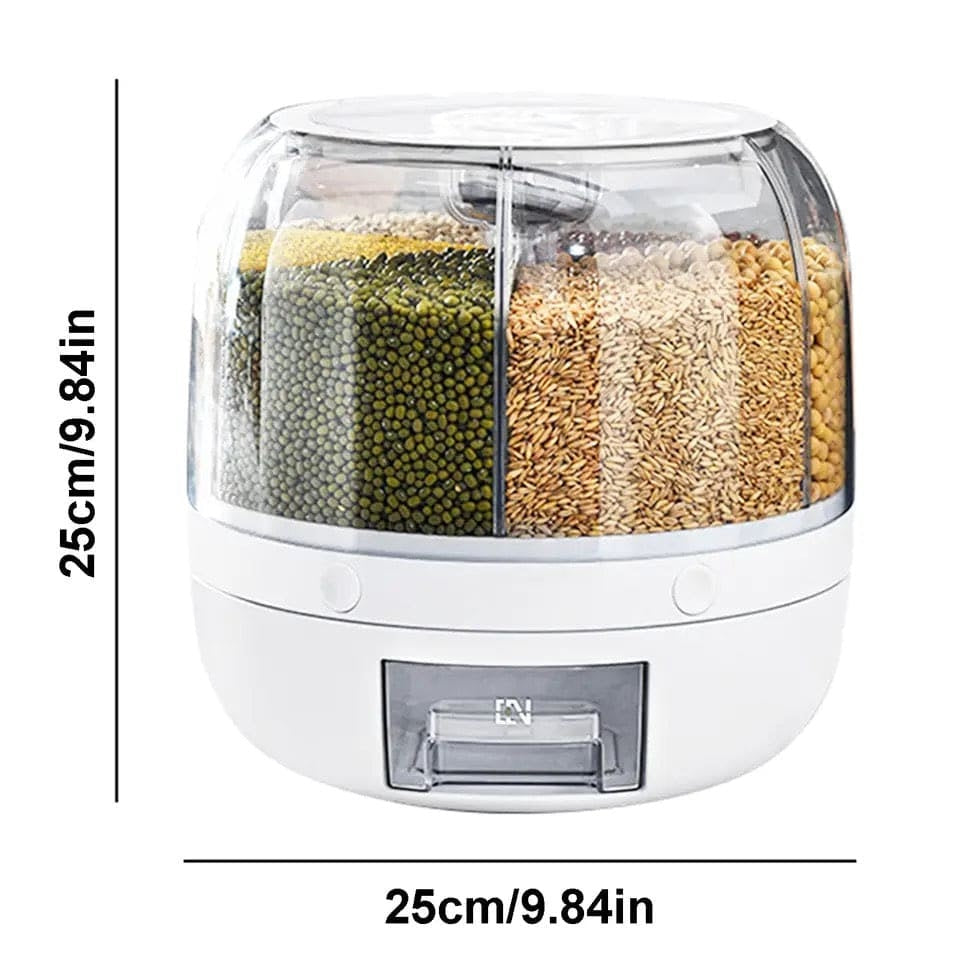 360° Rotatable Rice Storage Multi Compartment Grain Dispenser