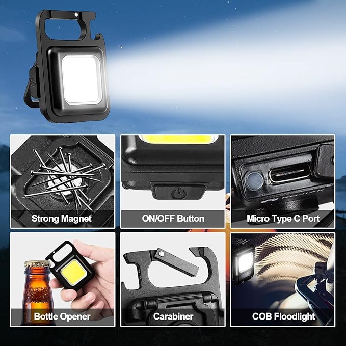 Mini Magnetic USB Rechargeable Keychain Light