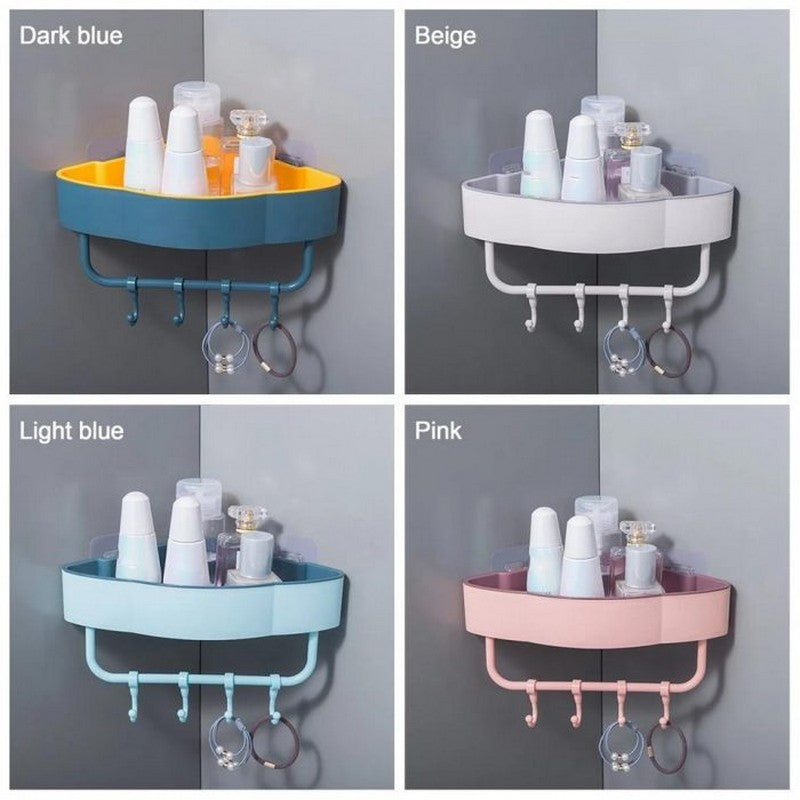 Bathroom Corner Shelf Wall-Mounted Storage Rack Wall-Mounted Cloud Corner Multifunction Basket Shelf for Sponge and Razor, Shampoo Holder Organizer, No Drilling Adhesive Wall Mounted Bathroom Shelf, Rustproof