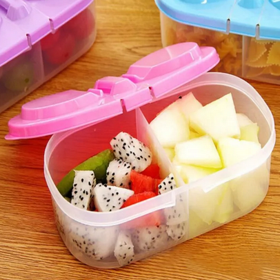 Multifunctional Kitchen Dual Compartment Storage Box Covered Food Miscellaneous Grain Sealed Tank Kitchen Refrigerator Plastic Storage Box