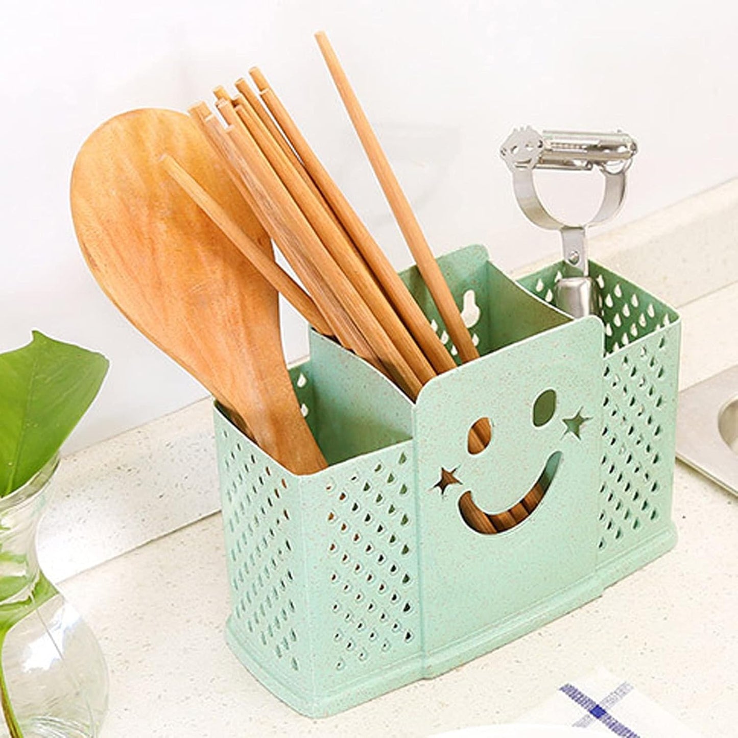 3-Compartments Cutlery Holder Drainer Plastic for Cutlery Storage