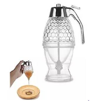 Acrylic Honey Dispenser with Stand β Transparent Honeycomb Jar 200ml | No-Drip Syrup & Honey Server