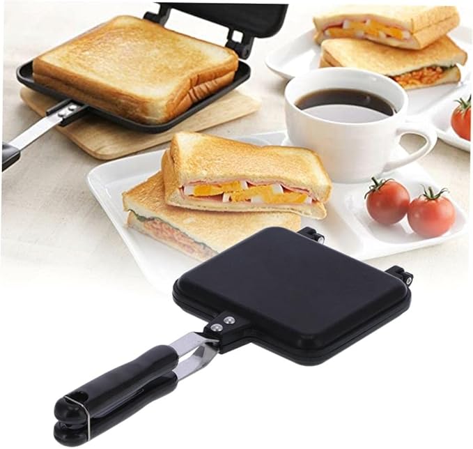 Non-Stick Double-Sided Grill - Breakfast Cooking Tool for Toasted Sandwich Press and Sandwich Maker - Perfect Bread Toast Baking