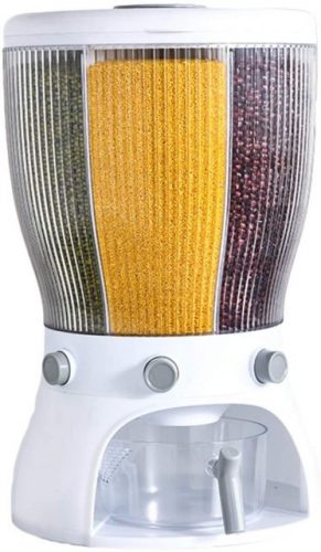 Grains Rice Bucket Dispenser Multifunctional Tank 360 Degree Rotary 4-Grid Food