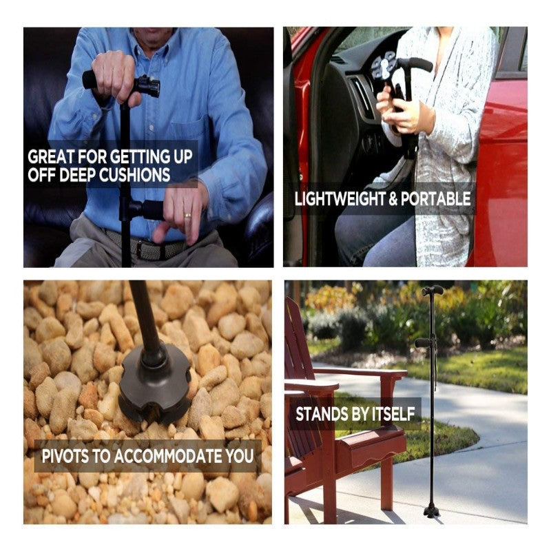 Trusty Cane - Walking Stick with LED Light Adjustable Height Folding Adjustable Folding & Extendable Walking Stick