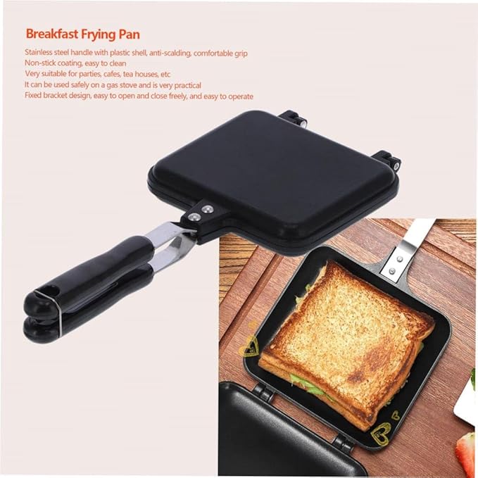 Non-Stick Double-Sided Grill - Breakfast Cooking Tool for Toasted Sandwich Press and Sandwich Maker - Perfect Bread Toast Baking