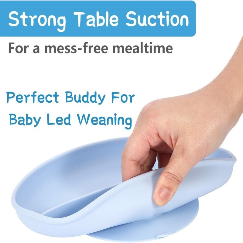 silicone suction plate, baby plate, kids food plate, divided baby plate, baby feeding plate, suction baby dish, BPA free baby plate, non slip feeding plate, toddler dinnerware