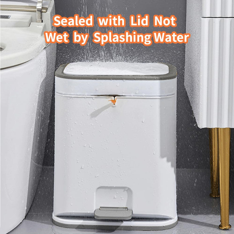 Bathroom Dustbin Trash Can with Lid โ Plastic Press Top Garbage Bin for Kitchen, Bedroom, Living Room & Office