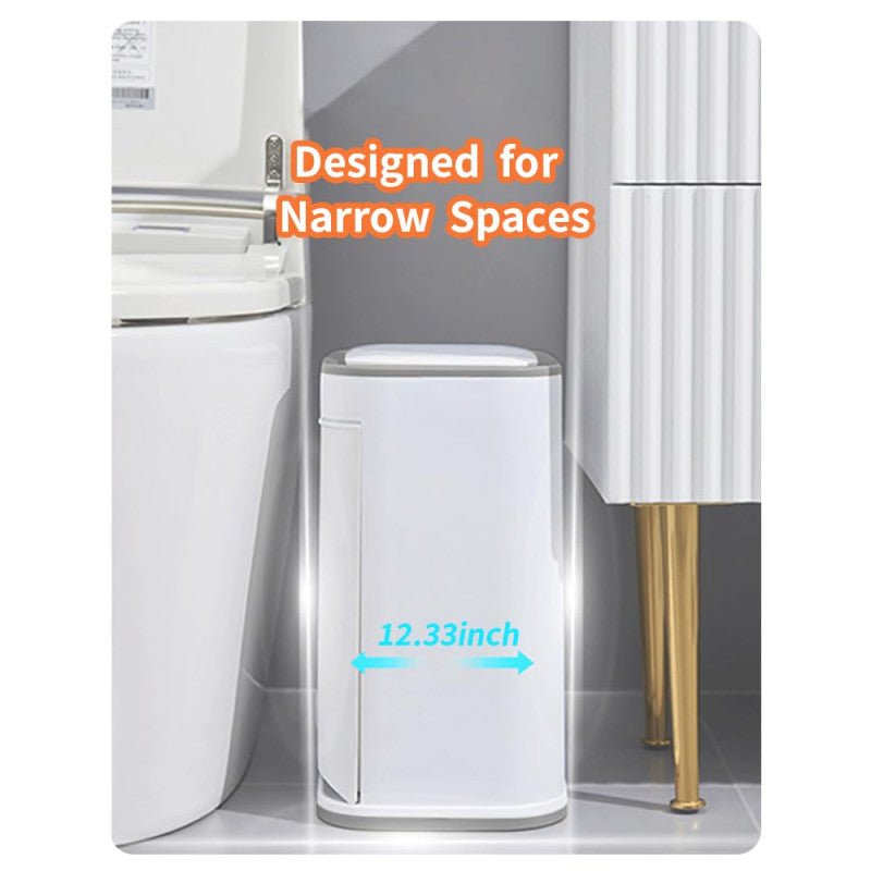 Bathroom Dustbin Trash Can with Lid โ Plastic Press Top Garbage Bin for Kitchen, Bedroom, Living Room & Office