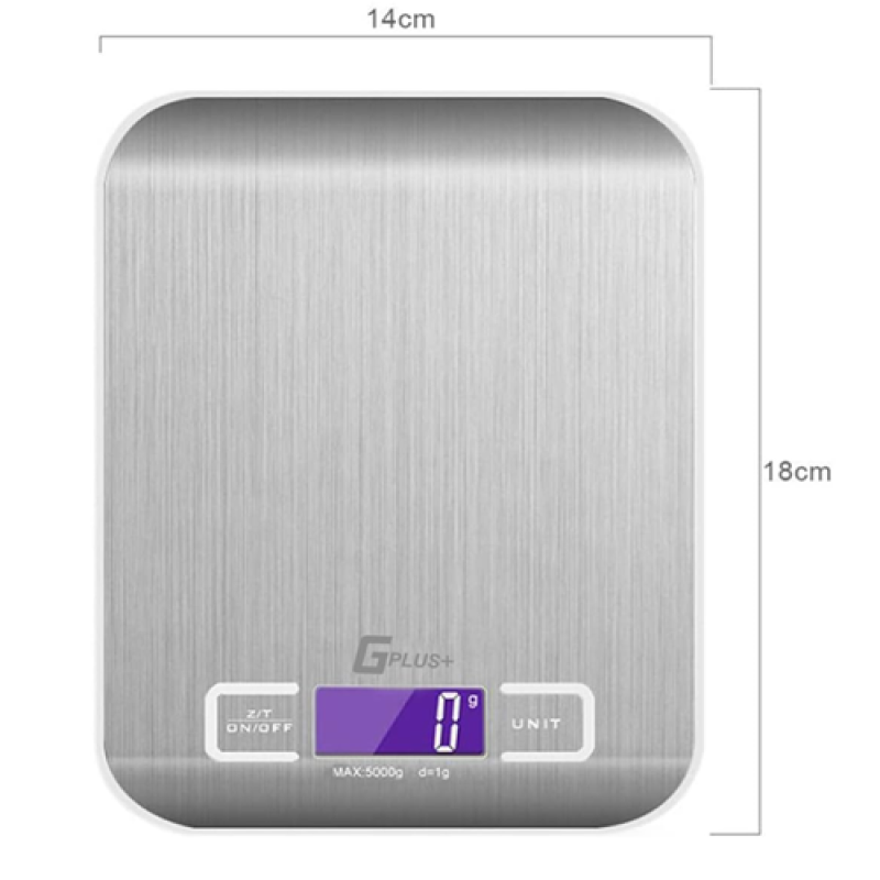 Digital Kitchen Scale β Stainless Steel Food Scale, 5000g/11lb x 0.1oz Precision | LCD Display, Accurate Measuring Tool for Cooking & Baking