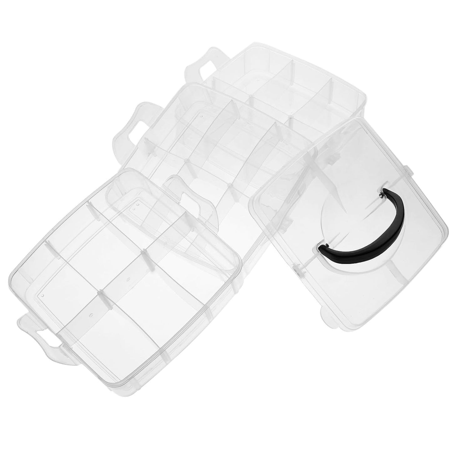 18 Grid 3 layer box Clear Plastic Organizer Jewelry Storage Box