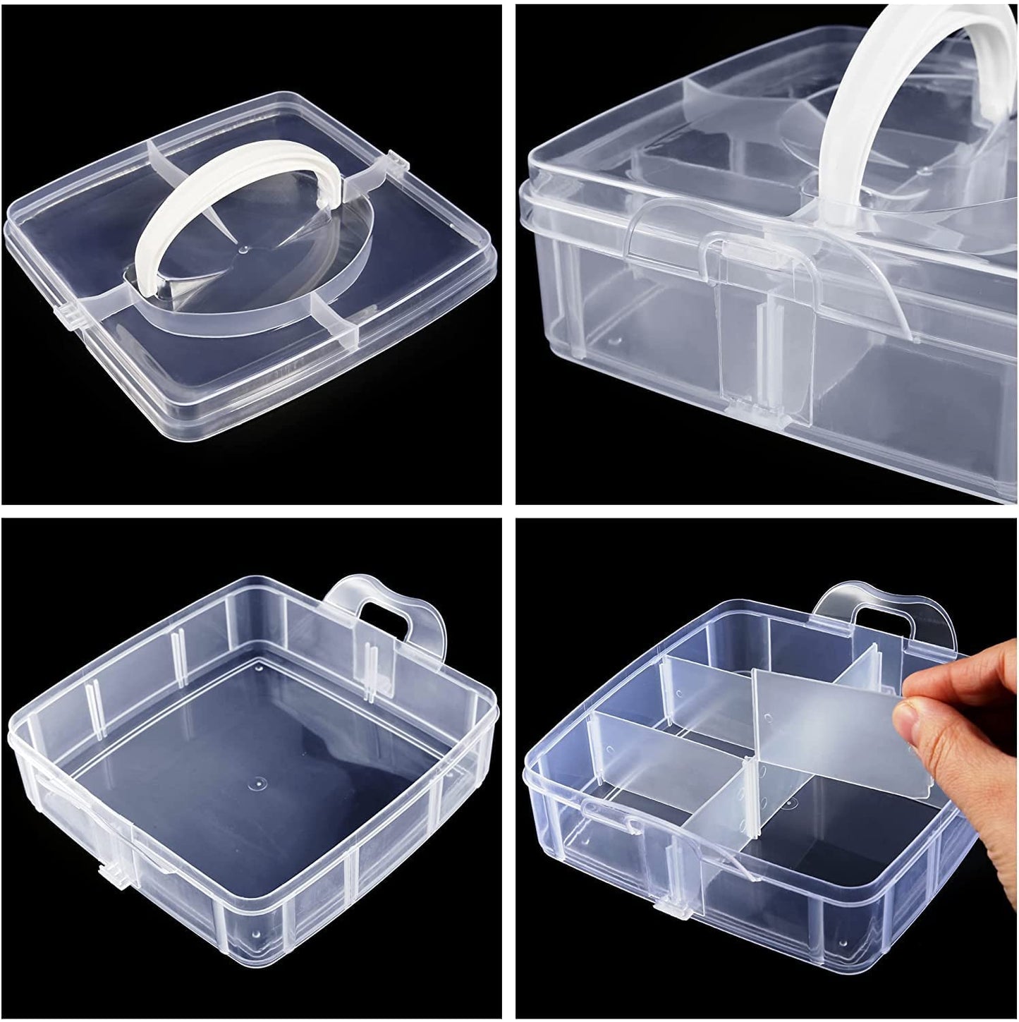 18 Grid 3 layer box Clear Plastic Organizer Jewelry Storage Box