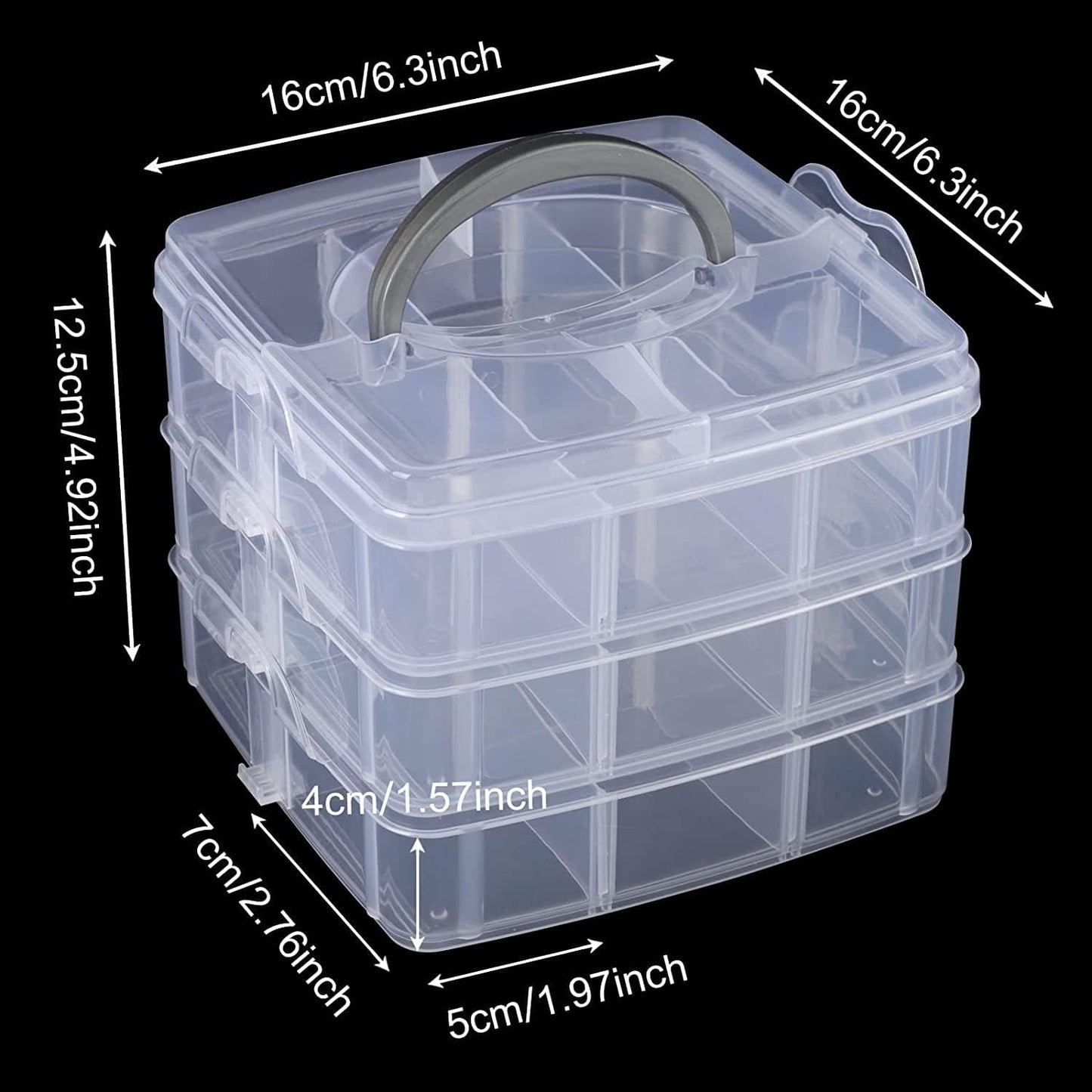 18 Grid 3 layer box Clear Plastic Organizer Jewelry Storage Box
