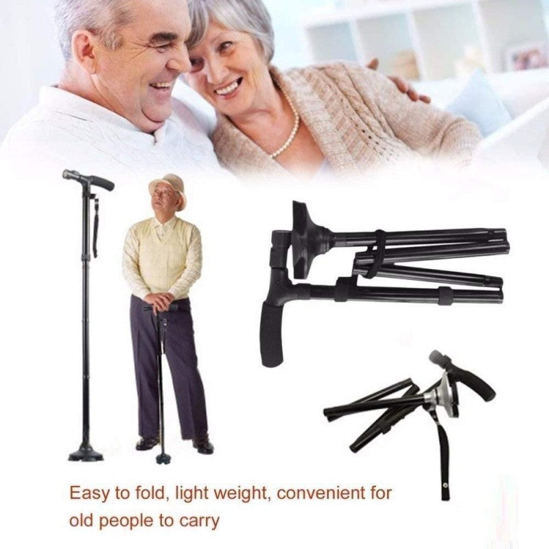 Trusty Cane - Walking Stick with LED Light Adjustable Height Folding Adjustable Folding & Extendable Walking Stick