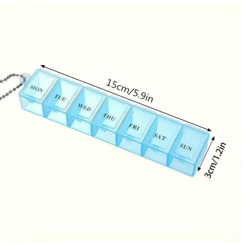 1pc Weekly Pill Case Organizer β 7 Days Medicine Storage Box with Split Compartments, Portable Tablet Holder & Pill Splitter