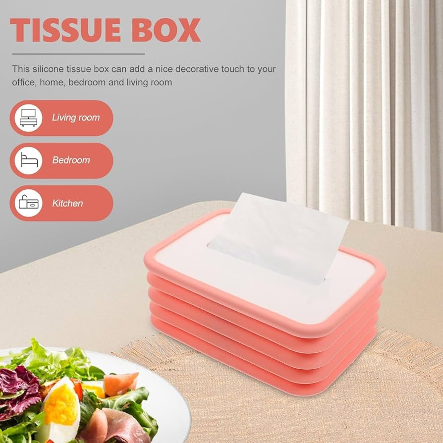 Foldable Silicone Tissue Box Holder Cover | Rectangular Elastic Lift Design | Durable & Flexible Tissue Storage for Bedroom, Bathroom, Office