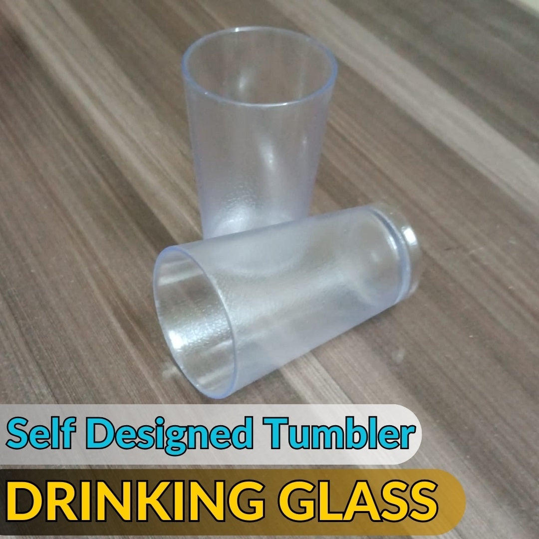6 PCS Self Designed 300ML Glass Tumblers made By FOOD GRADE Polystyrene Plastic TRANSPARENT