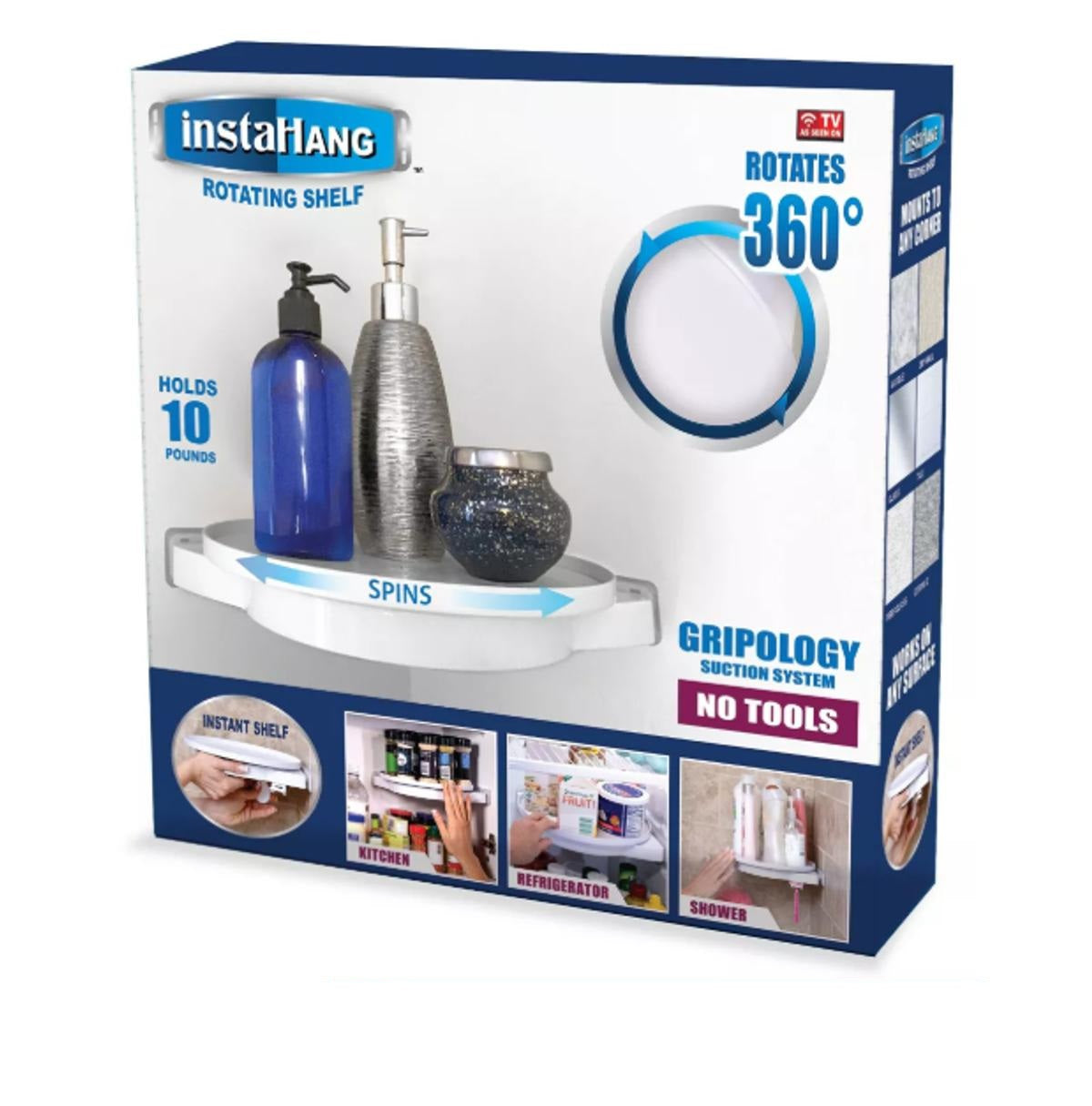 CORNER Rotating Shelf Organizer with Gripology Suction System