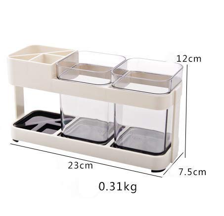 2 Cup Toothbrush Toothpaste Stand Holder Bathroom Storage Organizer