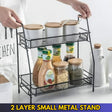 2 Layer Multi Purpose Metal Organizer Shelf | Small Storage Rack for Kitchen, Bathroom, Bedroom & Office