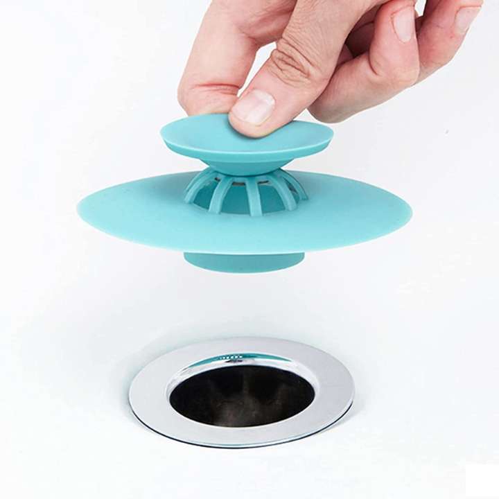 2 Pcs - Bathroom & Kitchen Sink Drainer Stopper Silicone Push Drain Plug | Universal Water Drain Cover | Anti-Clogging Sink Stopper for Wash Basin, Kitchen Sink & Bathroom Drain