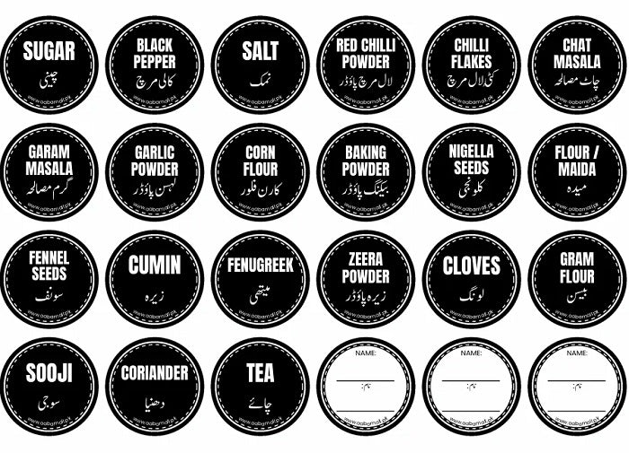 Kitchen Labels & Masala Jar Stickers β Water-Resistant, Removable Ingredient Labels for Jars & Containers