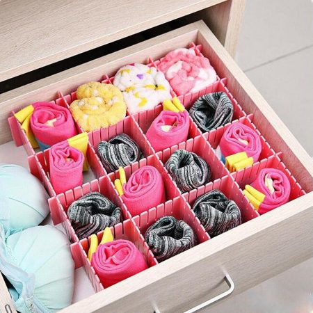 4 X Adjustable Drawer Clapboard Partition Divider Cabinet DIY Storage Organizer - LARGE