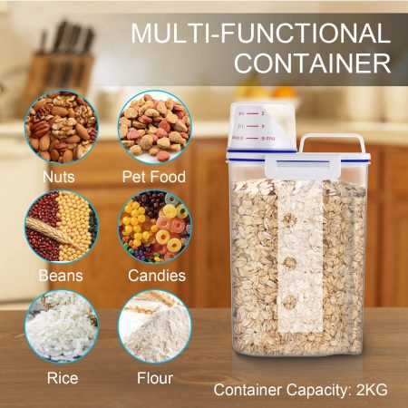 2KG Plastic Airtight Food Storage Container with Measuring Cup DAAL JAR