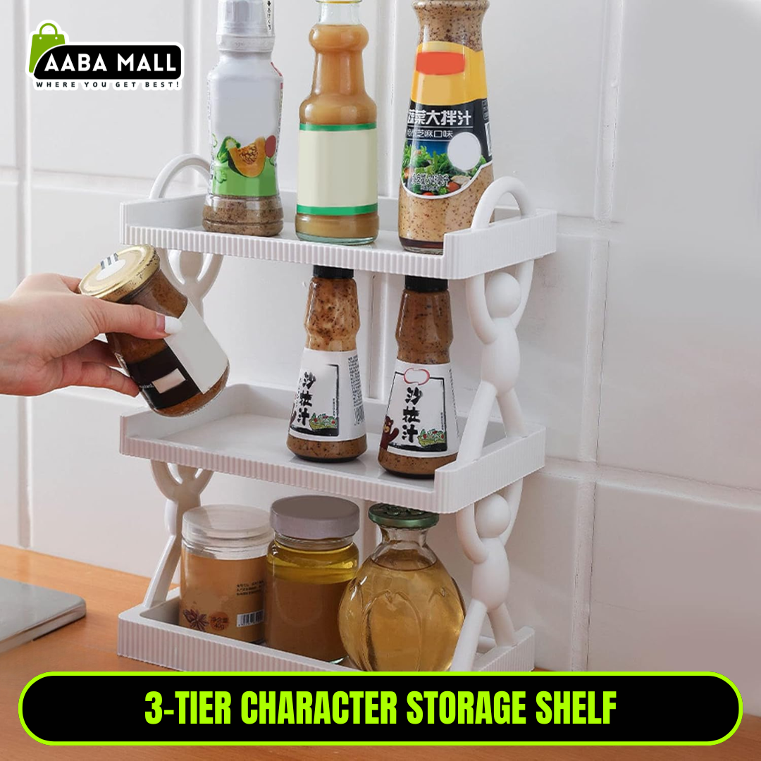 3 Layer Character Wall Shelves | Multi-Purpose Kitchen & Bathroom Cabinet Shelf Organizer | Simple Style Worktop Storage Racks for Home & Office