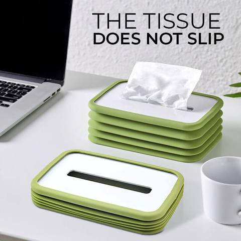 Foldable Silicone Tissue Box Holder Cover | Rectangular Elastic Lift Design | Durable & Flexible Tissue Storage for Bedroom, Bathroom, Office