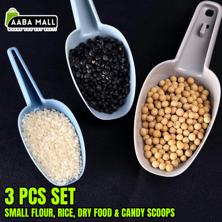 3 Pcs Set Small Flour, Rice, Dry Food & Candy Scoops | Plastic Kitchen Scoops | Small Flour, Rice, Dry Food & Candy Scoops