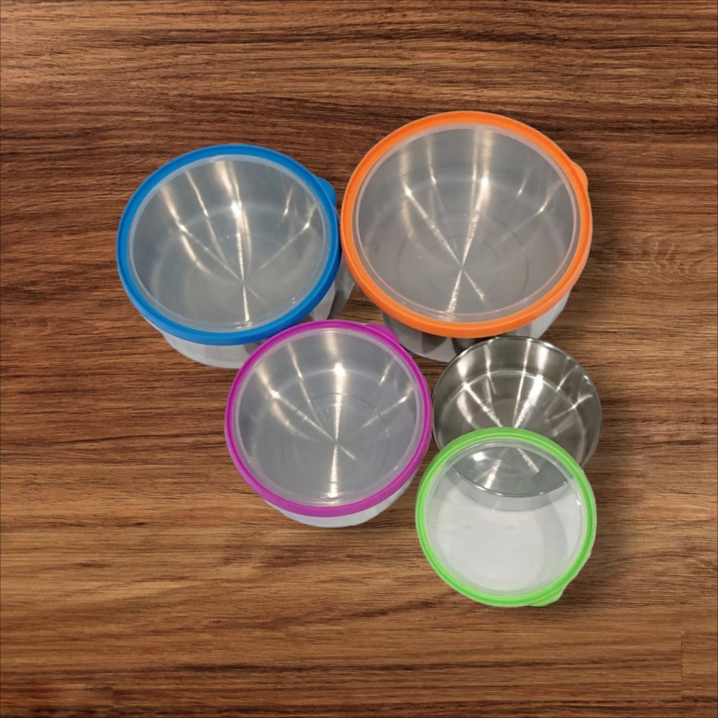 4 Pc Stainless Steel Bowl Set Lunch Box Tiffin Kitchen Food Container for School Office Kids