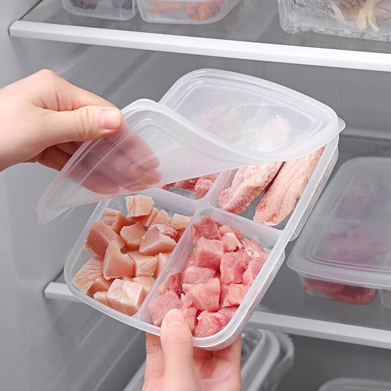 4 Grid Food Vegetable Fruit Storage Box with Lid