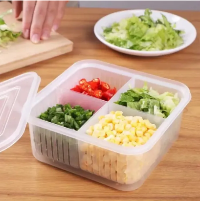 4 Pcs Detachable Drain Food Storage Basket Container With Lid
