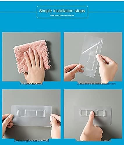 Plastic Cutlery Holder – Wall Mounted Kitchen Spoon & Towel Holder with 4 Hooks | Self-Adhesive, Space Saver – Multicolour
