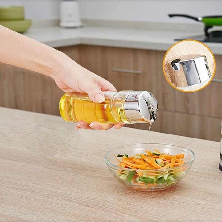 Stainless Steel Stand Glass Cruet Condiment Set