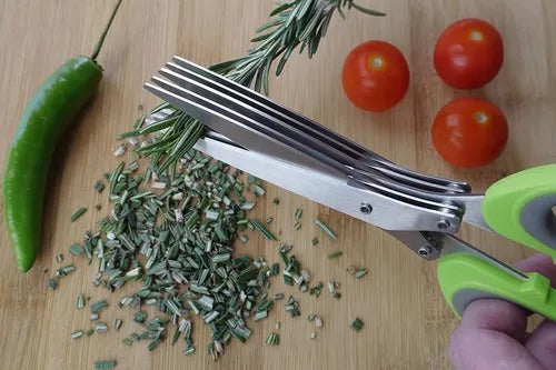 5 Layer Vegetable Scissor - Stainless Steel Scissors Plastic Handle Food Scissors