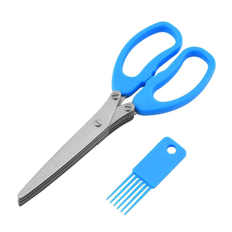 5 Layer Vegetable Scissor - Stainless Steel Scissors Plastic Handle Food Scissors