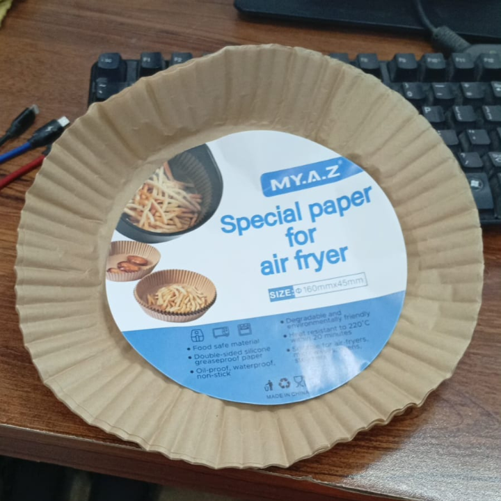 50 Pcs Non-Stick Disposable Air Fryer Paper Liners – Heat Resistant Square & Rectangle Oilproof Parchment Sheets for Air Fryer - AABA MALL