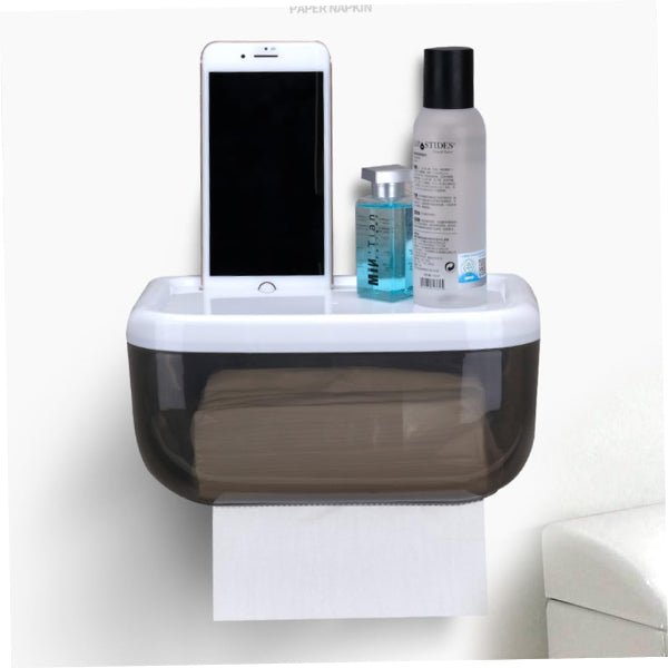tissue holder, wall mounted tissue box, adhesive tissue holder, bathroom organizer, kitchen tissue holder, black tissue box, seamless tissue storage, no drill tissue holder, home accessories, tissue dispenser