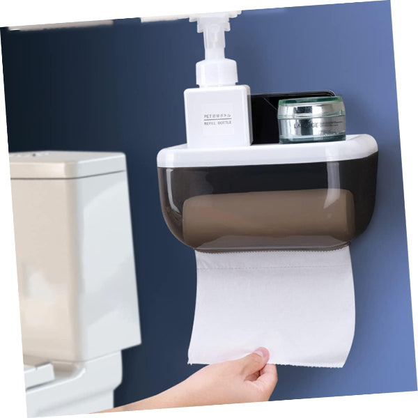 tissue holder, wall mounted tissue box, adhesive tissue holder, bathroom organizer, kitchen tissue holder, black tissue box, seamless tissue storage, no drill tissue holder, home accessories, tissue dispenser