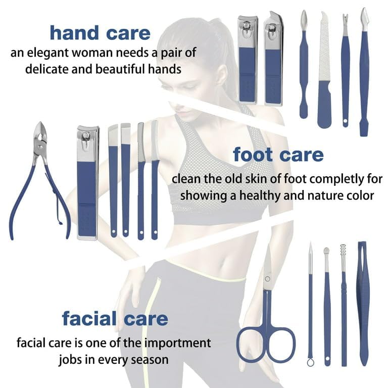 Professional Manicure Set – 16 Pcs Stainless Steel Nail Clipper & Pedicure Kit | Grooming Tools with Luxurious Travel Leather Case for Men & Women