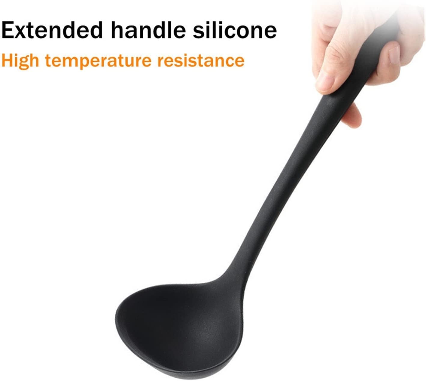 Non-Stick Silicone Soup Ladle | Heat-Resistant Cooking Spoon with Handle | Food-Grade Kitchen Utensil for Soups, Sauces & Noodle