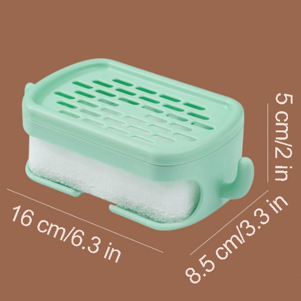 Dual-Use Soap Box | Wall-Mounted & Countertop Soap Dish | Plastic Soap Holder with Drain Tray & Sponge Storage for Home & Bathroom