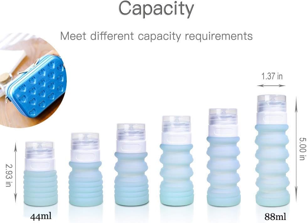 Refillable Silicone Travel Bottle Leakproof - Retractable Squeezable Folding Bottle